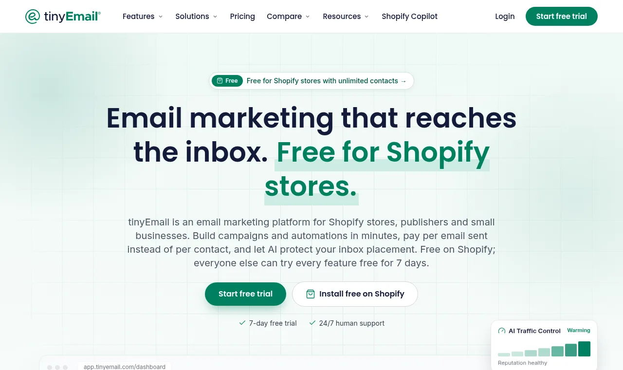 tinyEmail official homepage screenshot