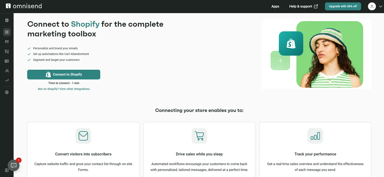 Omnisend contacts page after a Mailchimp import (Omnisend help center screenshot)